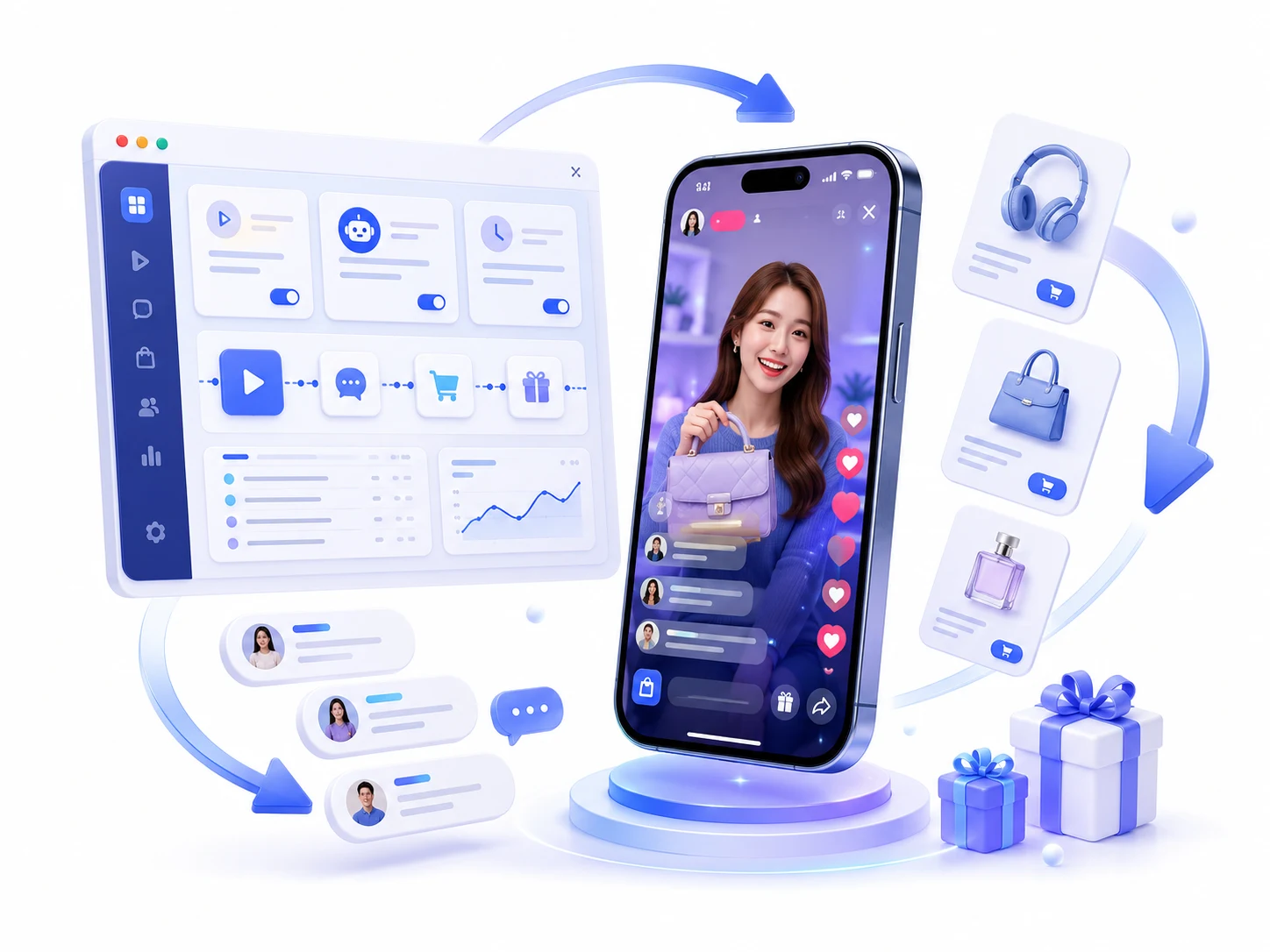 Bobotok control center automating a TikTok live room